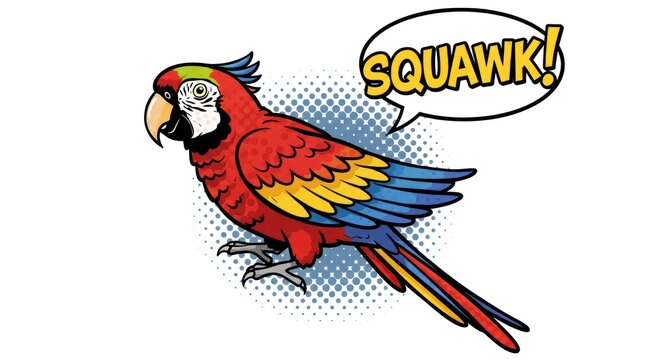 A vibrant parrot bird screams loud in a natural setting with colorful wings and feathers.