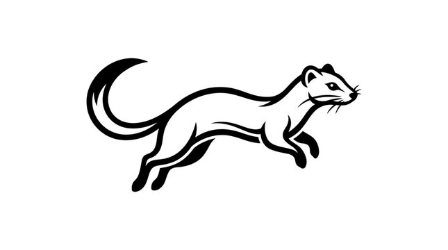 Illustration of a Running Weasel in Minimalist Style.