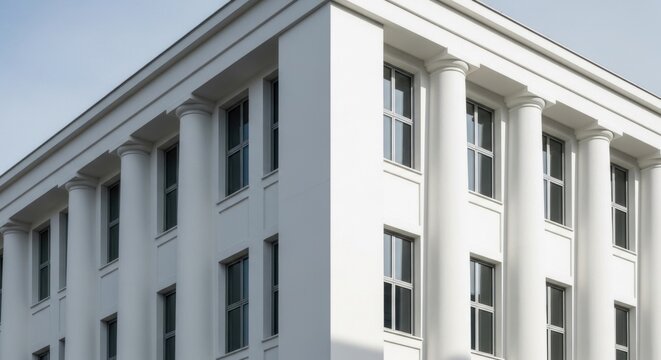 Classical White Building with Columns