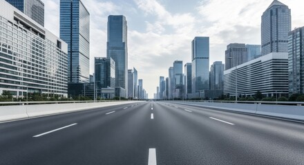 Fototapeta premium Modern City Skyline with Empty Highway