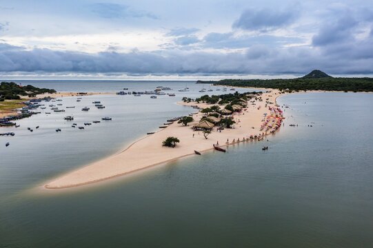 Long sandy beach in Alter do Chao along the amazon river, Para, Brazil