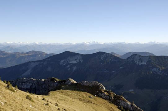 View from mountain Hinteres Sonnwendjoch to the southern Alpes, Austria