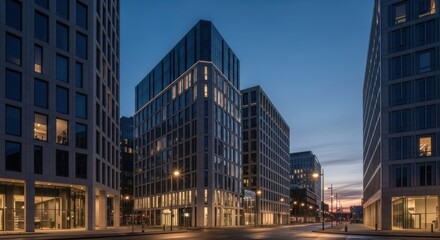 Obraz premium Modern Office Buildings at Twilight