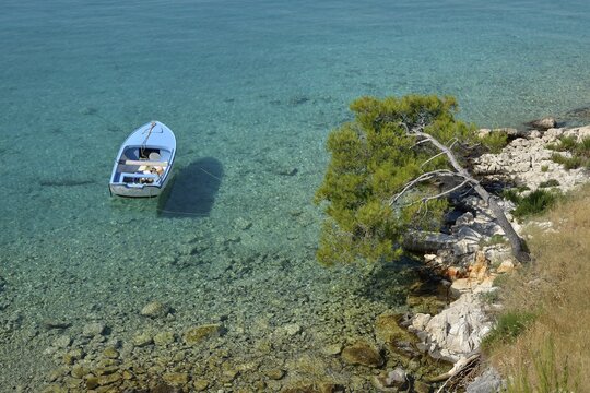 Fishing boat in a bay, near Jadrtovac, Adriatic Sea, Dalmatia, Croatia