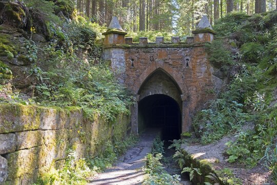 Hirschbergen Tunnel, Schwarzenberg Alluvial Canal Tunnel, inlet portal from 1887, Schwarzenberg Canal, Schwarzenberg Alluvial Canal, Jelen&iacute; vrchy, Hirschbergen, Nov&aacute; Pec, Neuofen, Okres Prachatice, Jihocesk&yacute; kraj Region, &Scaron;umava National Park, &Scaron;umava, South Bohemia, Czech Republic