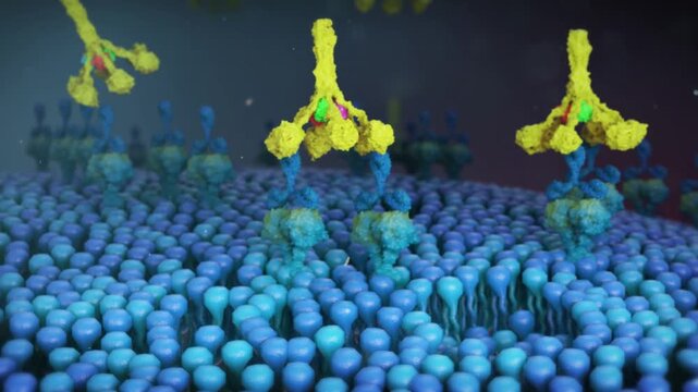 Plasma C1q protein triggers the classical complement pathway, activating the complement system and generating CDC, leading to membrane attack complex formation and cell lysis. 3D animation.