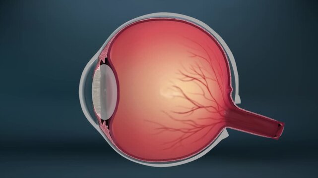 Eye drops cannot stop cataract progression. The cloudy lens expands, crowding the anterior chamber, blocking light transmission and causing vision loss. 3D animation.