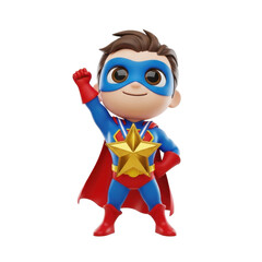 Obraz premium Chibi superhero child with star emblem