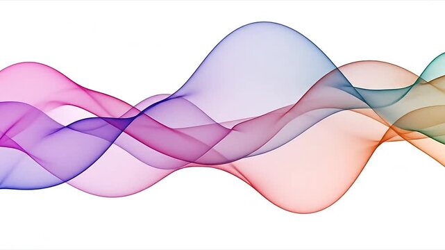 Colorful abstract smoke waves on white background.