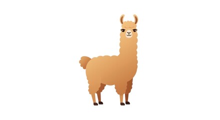 Fototapeta premium An adorable brown llama standing alone in a natural landscape