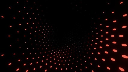 Fototapeta premium Red Dotted Perspective Matrix Field Curving Into Darkness 