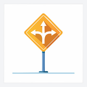 Directional Road Sign with Multiple Arrows