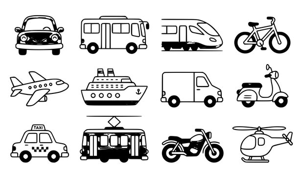 Transportation modes icons