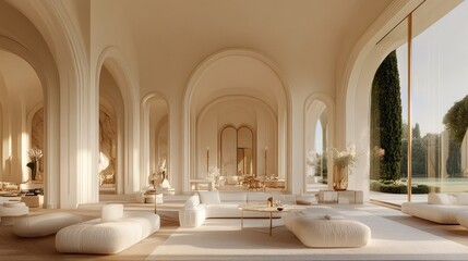 Fototapeta premium Spacious interior design of a contemporary, light-filled estate.