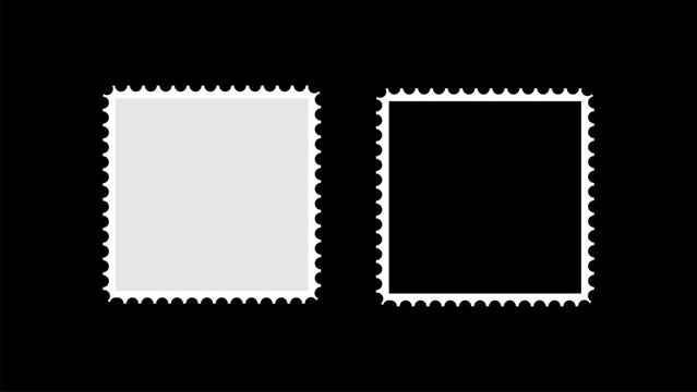 Blank white and black postage stamps mockups