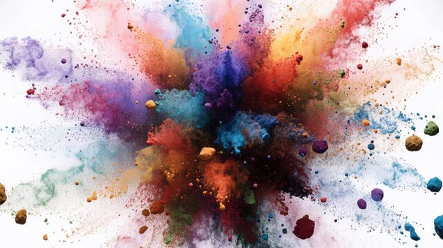 Color powder explosion colorful dust burst vibrant pigment cloud bright paint splash abstract art background color burst dynamic flying powder