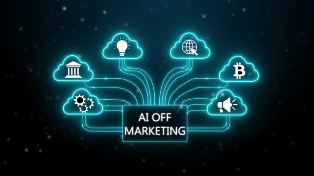 Ai marketing concept. performance metrics, and business insights from large data sets ,network , business ,technology concept glowing 4k video animation