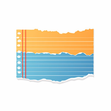 Torn Lined Paper with Orange and Blue Sections