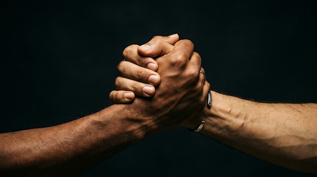 Diverse hands clasping together in a show of unity and strength