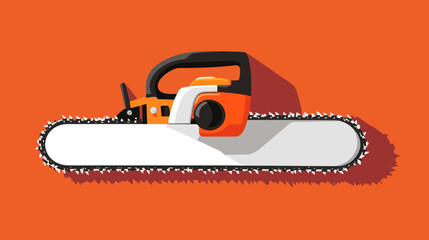 Naklejka premium Digital illustration of a chainsaw with orange, black, white, and gray colors against an orange background