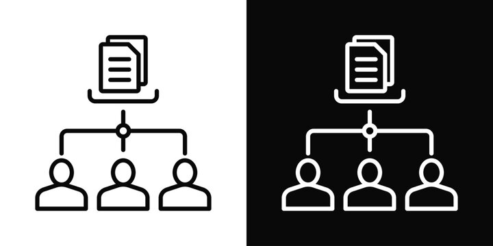 Work Distribution Icon In Black And White Background Style.