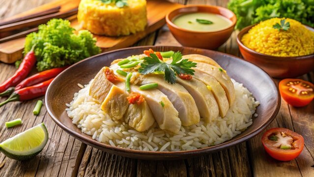 Singapore chicken rice popular food in maxwell food centre