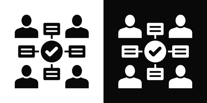 Work Delegation Icon In Black And White Background Style.