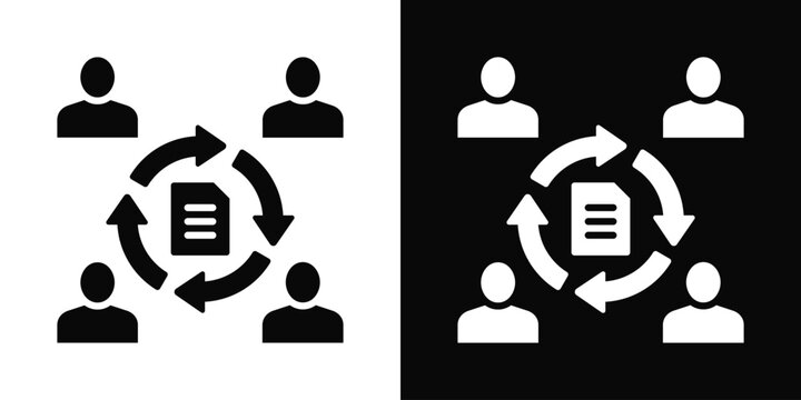 Team Collaboration Icon In Black And White Background Style.