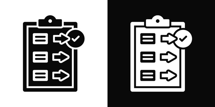 Work Priorities Icon In Black And White Background Style.
