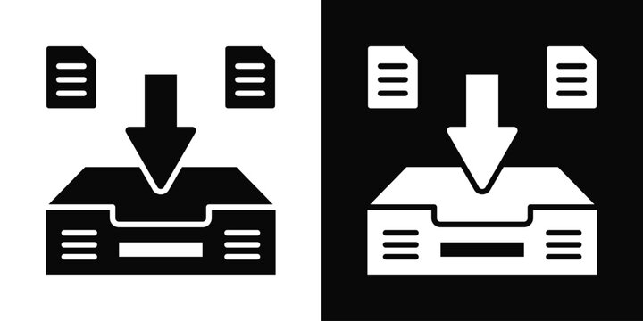 Task Inbox Icon In Black And White Background Style.