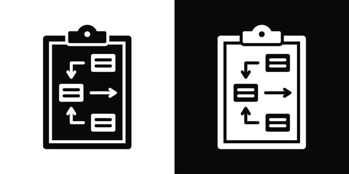 Task Routing Icon In Black And White Background Style.