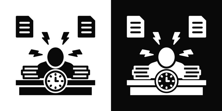 Task Load Icon In Black And White Background Style.