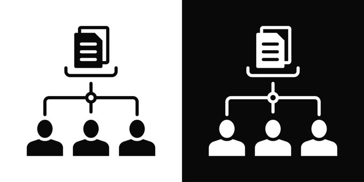 Work Distribution Icon In Black And White Background Style.