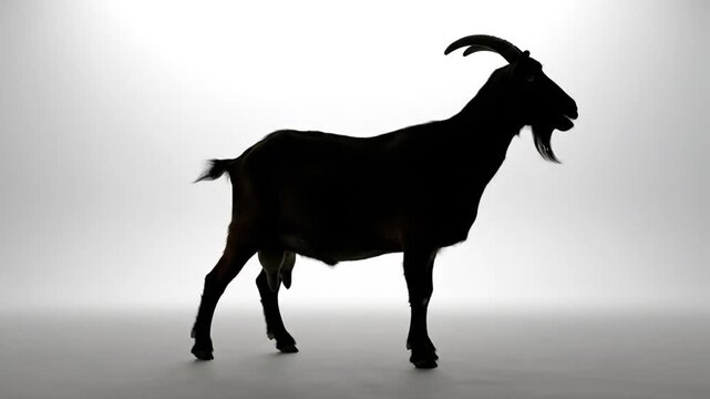 Black silhouette of a standing goat on white background.