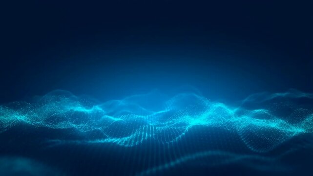 Abstract Blue Digital Waveform Background Animation.
