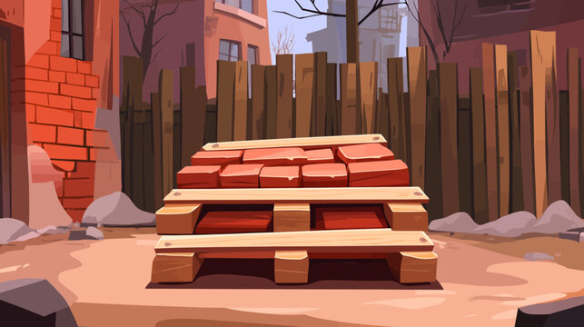Pile of bricks and wooden pallets in an old alleyway