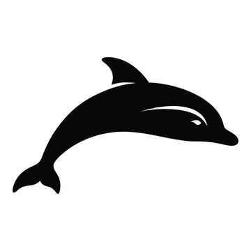 Black silhouette of a swimming dolphin from the side  marine mammal icon