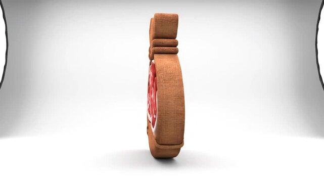 Burlap sack containing fresh raw beef steak cuts.