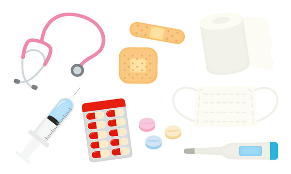 医療アイテムのイラストセット/Medical item illustration set
