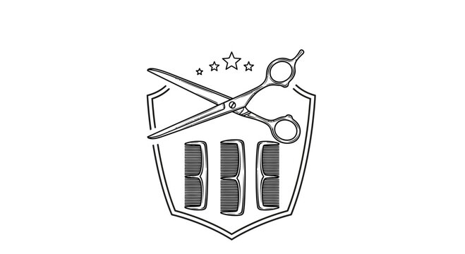 Barber shop logo with scissors.