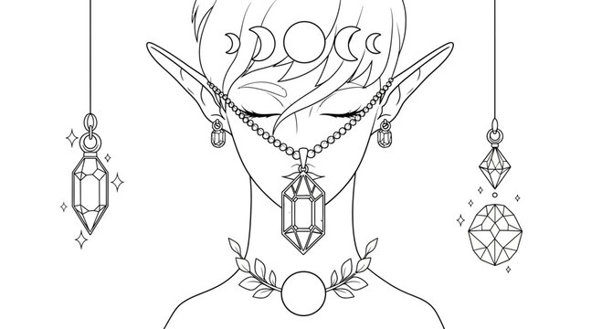 Fantasy Elf Face with Jewels.