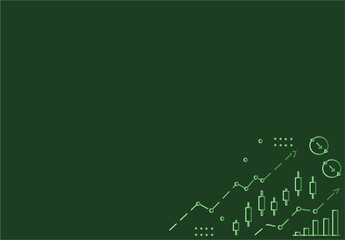  financial market analysis background with vibrant green outlines of stock charts, data visualization, and upward trend graphs, symbolizing business growth and investment strategies © witrisendang