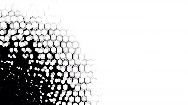 Hexagonal Halftone Dot Transition - Black and White Geometric Wipe Animation