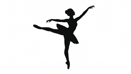 Silhouette of a beautiful ballerina dancing isolated on white © Ating