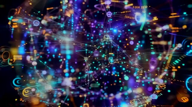 Interconnected nodes forming glowing neural sphere, dynamic links and synapse motifs create pulsing globe of data, scientific and abstract visualization suitable for tech and AI concepts