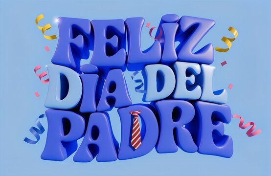 Texto azul del Feliz D&iacute;a del Padre en 3D