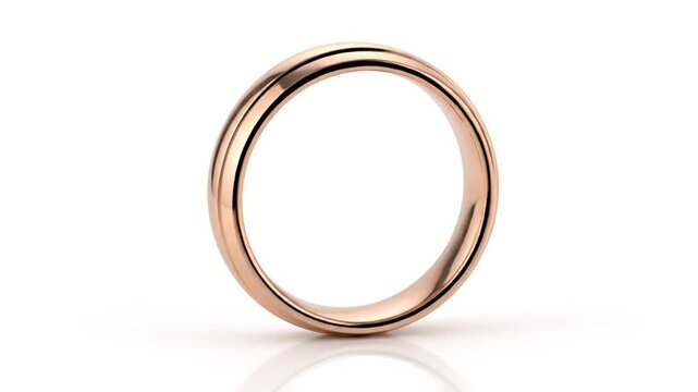 Elegant rose gold wedding band on white background