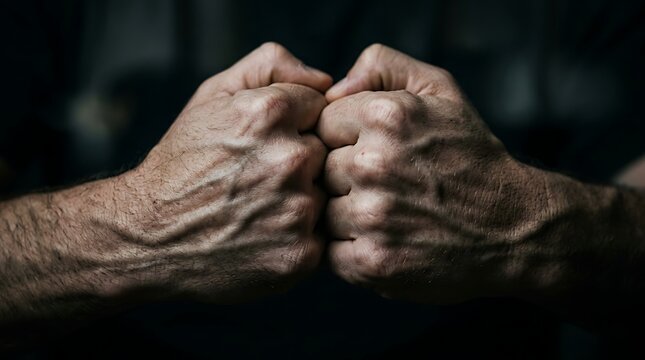 Two clenched fists pressed together in a moment of intense tension