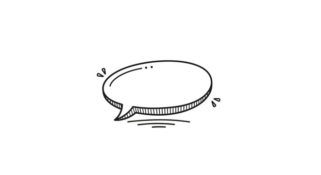 Hand drawn oval speech bubble with motion lines.