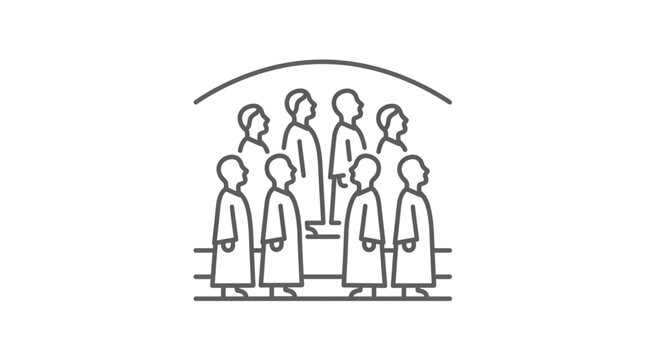 Group of People Lined Up Under Archway, Outline Icon